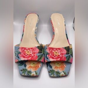 Nine West Floral Slide Sandals - Pink and Blue